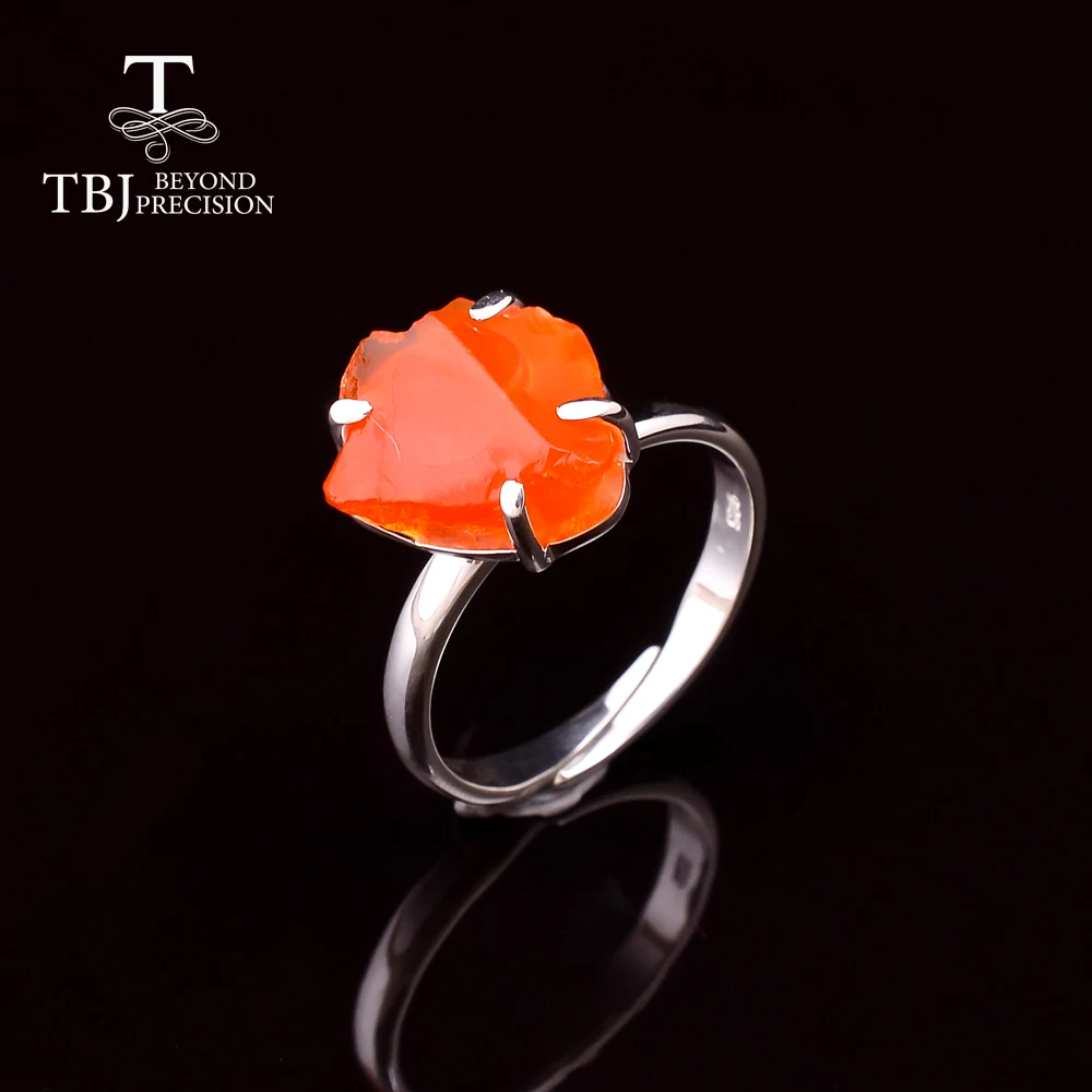 Natural Mexico Fire Opal Ring Handmade Gemstone rough Ring 925 sterling silver f - £56.12 GBP
