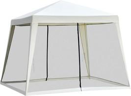 Outsunny 10&#39;X10&#39; Outdoor Canopy Tent, Slant Leg Sun Shelter With, Cream White - £71.78 GBP