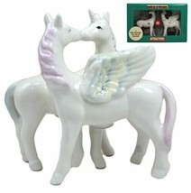 Rare Horses Unicorn and Pegasus Ceramic Magnetic Salt Pepper Shakers Fig... - £13.58 GBP