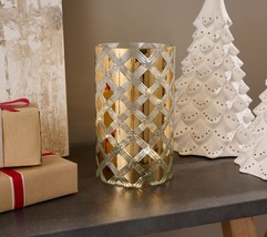 Illuminated 6&quot; X 10&quot; Diamond Pattern Hurricane by Valerie in Gold - £154.71 GBP