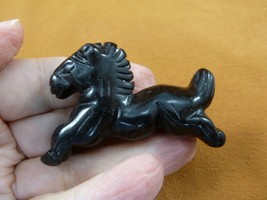 (Y-HOR-RU-720) Black Onyx HORSE GEMSTONE figurine gem statue I love wild... - £18.37 GBP