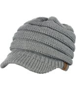 C.C Brand Brim Visor Trim Ponytail Beanie Ski Hat Knitted Messy Bun Cap ... - £12.32 GBP
