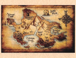 Disney Peter Pan Map Of Neverland COLOR Lost Boys Skull Rock Prop/Replica - $3.22