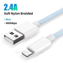 2.4A USB Fast Charging Cable For iPhone 14 13 12 11 Pro Max XS 6s 7 8 Nylon Brai - £5.84 GBP