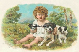 rp10609 - Young Girl with her dogs - Ideal to Frame - print 6x4 - £2.19 GBP