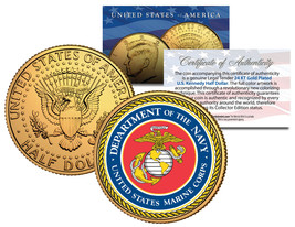 U.S. Marine Corps * Emblem * 24K Gold Plated Jfk Half Dollar U.S. Coin Military - $8.56