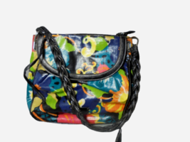 Plum Brand Multicolored Fabric Shoulder Handbag Purse Braided Strap Organizer - £8.29 GBP