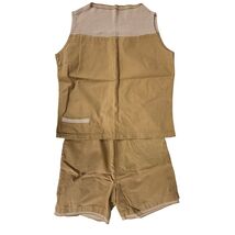 Vintage 60s White Stag Cotton Sailcloth Shorts Set Pink Trim Brown S/M - $93.95