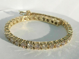 16Ct Round Cut Lab-Created Diamond Women Tennis Bracelet 14k Yellow Gold Finish - £154.75 GBP