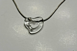 Tiffany &amp; Co Rock Crystal Hand Carved Open Heart SS Peretti Pendant Necklace - £341.25 GBP