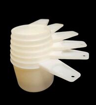 Vintage Tupperware Measuring Cup Set Sheer White Complete Set of Six - $39.33