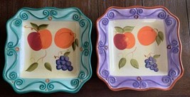 Tabletops Unlimited Medici 2 Square Bowl Plates Fruits 92521 Scrolls 10” - $39.99