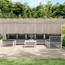  Garden Lounge Set White Woven fabric, powder-coated steel, textilene - $2,078.90 CAD