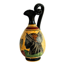 Ceramic Vase Pot Pottery Greek Oinochoe God Hermes Painting Handmade 02719 - $44.99