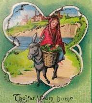 St Patrick&#39;s Day Postcard H.I.R. Boston Series 337 Unused Lady On Donkey Vintage - £18.60 GBP
