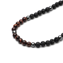 BeBajrang Boho Link Beaded Chain With Red Tiger Eye And Lava Gemstones - £43.43 GBP