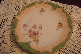 LEWIS STRAUS &amp; SONS plate in pink and green, 6 1/4&quot; diameter c1890-1920s - £19.46 GBP