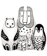 Black And White Animals Nesting Dolls Set Of 5 Pcs - Russian Dolls - Bla... - £34.35 GBP