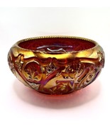 Fenton Ruby Red Carnival ROSE BOWL With Embossed Roses 4389 RC - $201.61 CAD