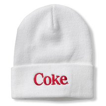 Coca-Cola® Coke Embroidered Logo Cuffed Knit Beanie White - £22.33 GBP
