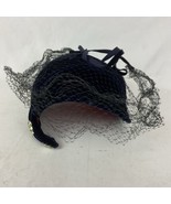 Vintage navy blue velvet pillbox hat with Rhinestones Teardrop veil Rich... - $516.35 MXN