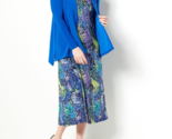 Attitudes by Renee Regular Midi Dress &amp; Cardigan Set- BLUE BUTTERFLY, XL - $34.65