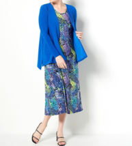 Attitudes By Renee Regular Midi Dress &amp; Cardigan Set- Blue Butterfly, Xl - £27.78 GBP