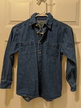 The Children&#39;s Place Girls Sz M 6/6X Blue Denim Jean Shirt Button Down C... - £6.73 GBP