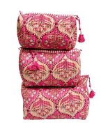 3pcs Large Cotton Quilted Block Printed Makeup Bag | Handmade Pouch Bag ... - $607.74 MXN