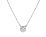 Small round micro pave Women&#39;s Necklace .925 Silver 274038 - $44.99