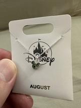 Disney Parks Mickey Mouse Faux Peridot August Birthstone Necklace Silver Color  image 3