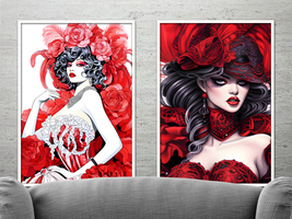 Burlesque Beauties. Set of 6 Unique Wall Art Printable artworks. - £5.50 GBP