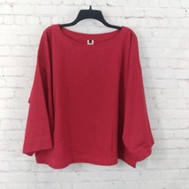 BIS Paris Beverly Hills Top Womens Large Red Boatneck Boxy Oversize Vintage - £27.56 GBP