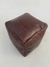 square brown leather Moroccan pouf cover - £127.87 GBP