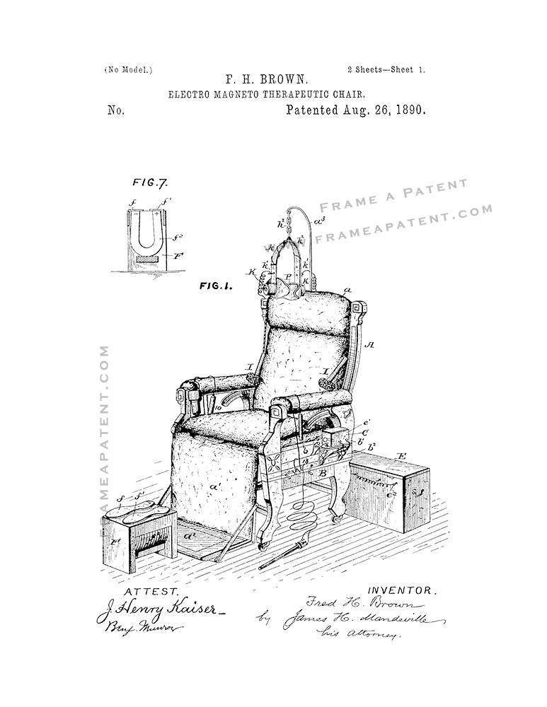 Electro Magneto Therapeutic Chair Patent Print - White