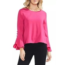 NWT Womens Size Large Vince Camuto Pink Chiffon Flutter Satin Blouse - £25.84 GBP