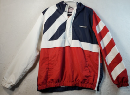 Members Only Jacket Mens Medium Multicolor Long Sleeve Pockets Logo 1/2 Zip EUC - £22.08 GBP
