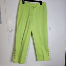Womans Juliana Collezione Bright Green Cotton pants Button leg bottoms S... - £16.80 GBP