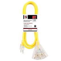 6 Ft Lighted Outdoor Extension Cord With 3 Electrical Power Outlets - 12... - £22.08 GBP