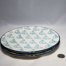 Set of 2 CMG Ceramicas Portugal Turquoise Sailboats Salad 8.75&quot; Plates R... - £13.54 GBP