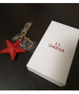 Omega Constellation Red Leather &amp; Gold Star Keyring in Box - £103.33 GBP