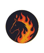 Silhouette of a red horse on a black background with a fiery mane - Cros... - $93.40 MXN