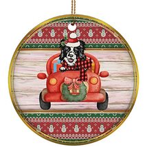 hdhshop24 Funny Border Collie Dog Ride Car Ornament Gift Pine Tree Decor Hanging - £15.88 GBP