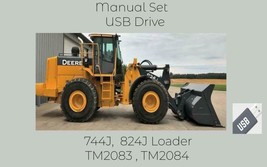 John Deere 744J and 824J Loader Repair Technical &amp; Operation Manual Set TM2084 - $42.70