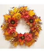Fall Wreath for Front Door - 24 Inch Outdoor Silk w/ Pumpkin Gourds Leav... - $55.60 CAD