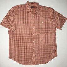Cremieux Men&#39;s Short Sleeved Shirt Orange Brown Checkered Cotton Size EL - £27.51 GBP
