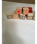 Vintage Children&#39;s Wood Toy Alphabet &amp; Picture Building Blocks 12Pc Lot+... - $44.43
