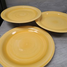 Citrus Grove Swirl Dinner Plate 10.75&quot; Yellow Set of 3 Pre-owned Used - £11.81 GBP