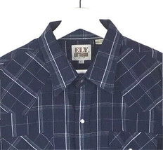 Ely Cattleman Western Shirt Mens XL Long Sleeve Pearl Snap Blue Plaid - £14.49 GBP