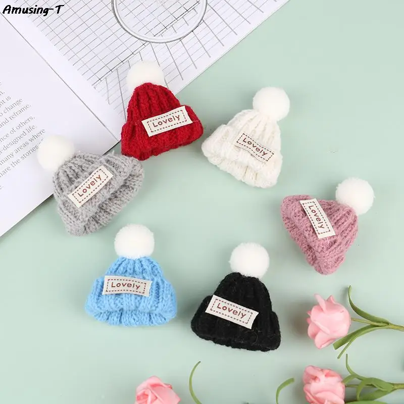 New 1pc 1/6 Dollhouse Miniature Fashion Knitted Beanie Hat Cap With Hairball - £7.72 GBP+